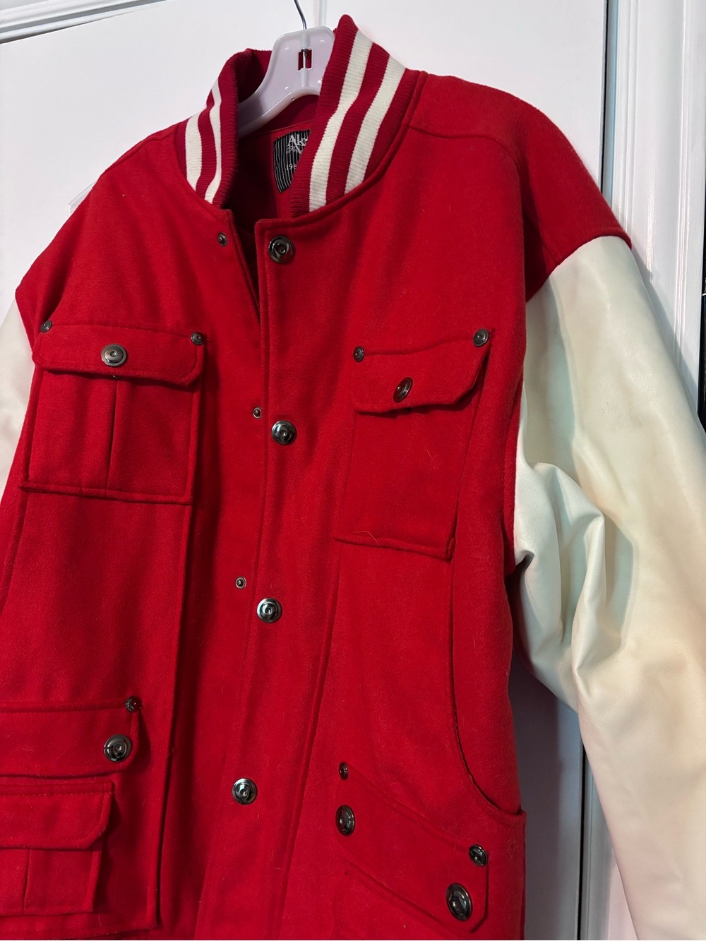 Red and White Varsity Letterman Jacket Size XL - Picture 3 of 7